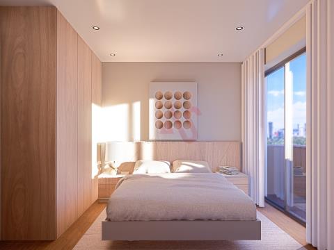 Appartamento con 3 camere da letto con terrazza e vista mare a Matosinhos Sul.